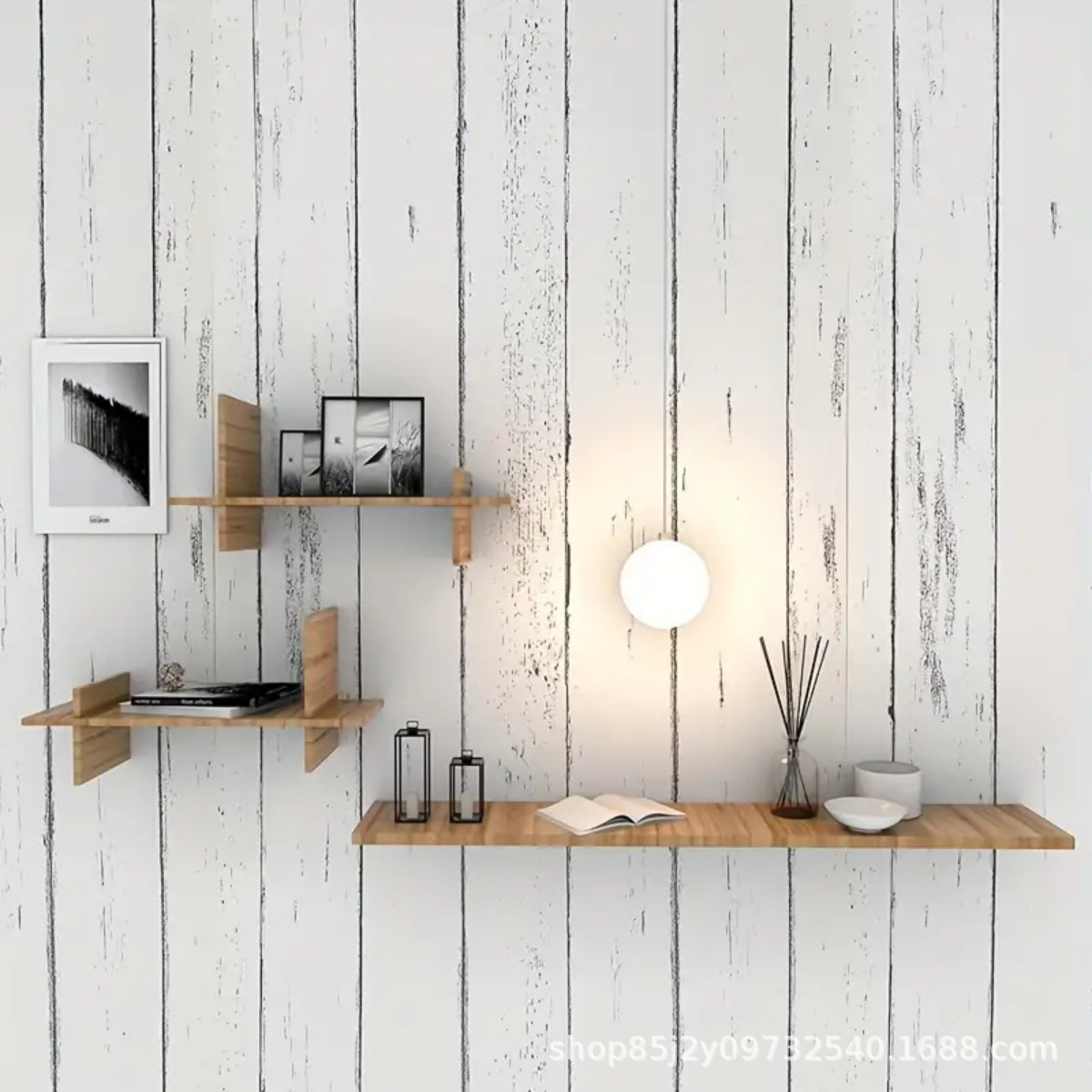 Pvc Panel Background - Retro Beyaz Duvar Kağıdı Ahşap Desen
