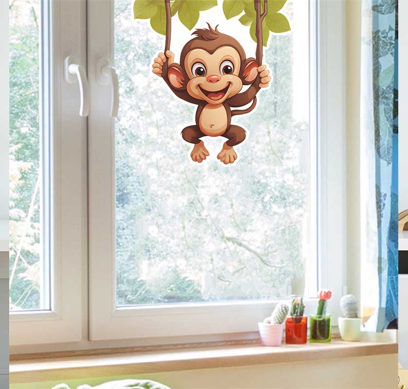 Pvc Panel Background - Sevimli Küçük Maymun Oturma Odası Arka