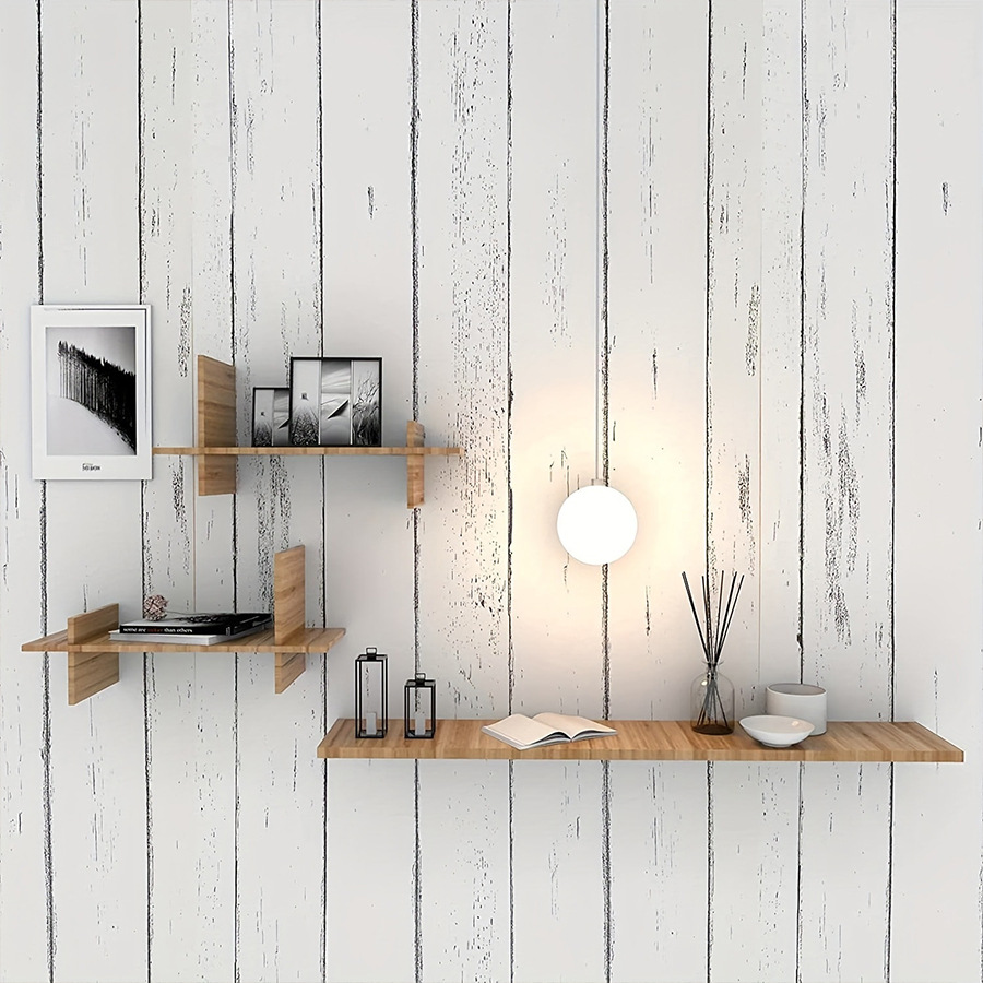 Pvc Panel Background - Retro Tarzı Beyaz Ahşap Tahıl Duvar