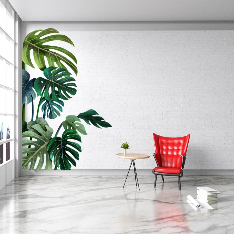 Büyük İskandinav Yeşil Yaprak  - Pvc Panel Background incelemesi ve fiyatı